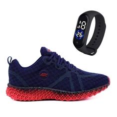 Tênis Academia Leve Flexível Confortável Esportivo + Relógio Led Prova d'água-Masculino