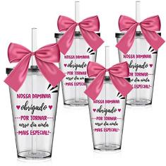 Kit 4 Copos Convite Personalizados Agradecimento Daminha