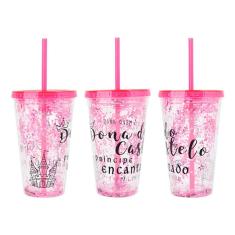 Copo De Plástico 450Ml Shine Teen Com Canudo - Art Brink