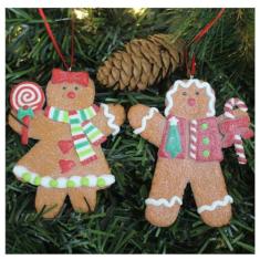 Kit 2 Enfeites Pendente Para Árvore De Natal Biscoito Ginger 11cm