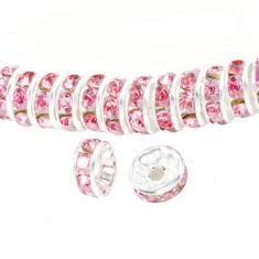 Xeahung 100 peças de contas de metal vazadas espaçadoras de contas soltas 8 mm contas espaçadoras de liga de prata para fazer joias, pulseiras, brincos, colar, miçangas, enfeite de Natal, presentes de