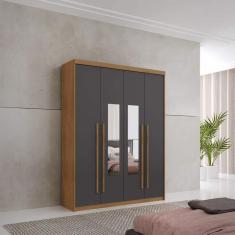 Guarda-roupa 4 Portas com Espelho Veracruz Naturalle