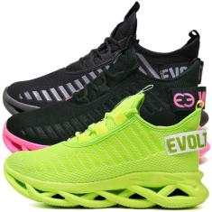 Kit 3 Tênis Trança Verde, Pink e Black 42