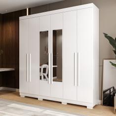Guarda-Roupa Casal 6 Portas com Espelho Willow Espresso Móveis Branco