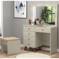 Penteadeira Camarim 05 Gavetas Mel Off White Com Banqueta - Patrimar