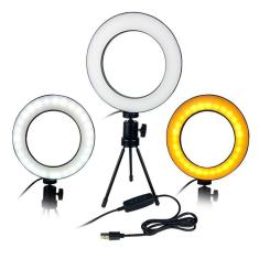 Iluminador Ring Light LED Tripe Mesa Portatil Controle Usb Luz Quente/Fria