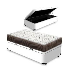 Cama Box Baú + Colchão de Solteiro Ortobom D45 Iso 150 88x188x60cm, Br
