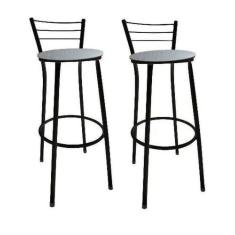 Kit 2 Banquetas Preta Alta Para Balcão Gourmet Bar - Moveraço, Assento