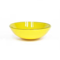 Cuba de vidro redonda 31cm amarela - CubaseGabinetes