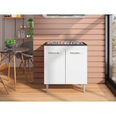 Balcão Para Cooktop de 5 Bocas com 2 Portas Catarina - AJL, Branco