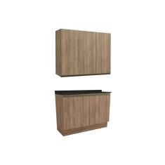 Cozinha Modulada Completa Maxxi 3 Peças (1Aéreo+1Balcão+1Complemento) C3P10 Nogal/Preto Brilho - Kappesberg