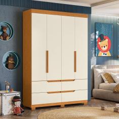 Guarda Roupa Infantil 4 Portas 4 Gavetas Circus Cinamomo / Off White