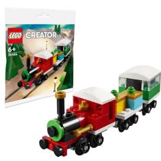 LEGO Creator 6379821 Trem de férias de inverno, 73 peças, fácil de montar com locomotiva, vagão de mesa e carruagem para idades a partir de 6 anos, multicolorido