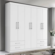 Guarda Roupa Casal Porto Branco 6 Portas 4 Gavetas Minastex