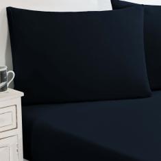 Jogo De Cama Malha Lençol 100% Algodão Gran Moratta 3 Peças King Azul Marinho