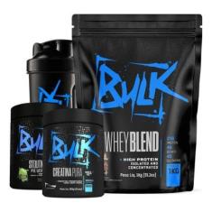 Kit Whey Protein Blend Isolado Concentrado 1kg + Creatina 100% Pura 300g + Pré Treino 300g + Shaker-Unissex