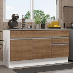 Balcão Gabinete de Pia Madesa Glamy 150 cm 2 Gavetas 2 Portas (com Tampo) - Branco/rustic