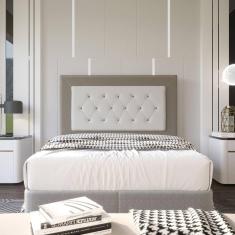 Cabeceira Casal 1,40m Havana Suede Bege Dal Poz Estofados