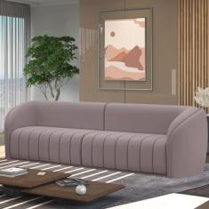 Sofá Decorativo Sala de Estar 332cm Adam 4 Lugares Veludo Rosê G45 - Gran Belo