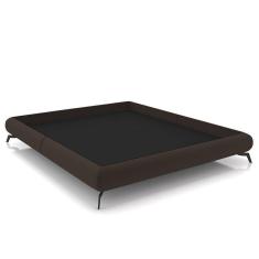 Cama Casal Base Box 138x188cm Pés De Ferro Cold P02 Veludo Marrom - Mpozenato