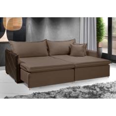 Sofá Sem Caixa Retrátil Reclinável MÔNACO 2,00m ESTILO ESTOFADOS - França Linhosoft COR &quot;Marrom&quot;