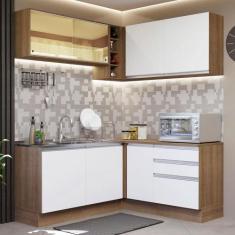 Cozinha Completa de Canto Madesa Glamy 329002 com Armário e Balcão (Se