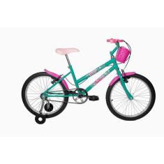 Bicicleta Aro 20 Infantil MTB Girl Com Roda Lateral Tridal - Azul Turquesa