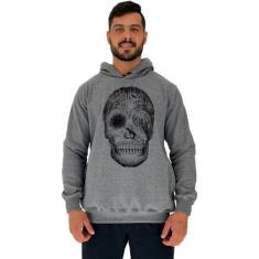 Blusa Moletom Tradicional Com Touca MXD Conceito Caveira Florestal, Ma