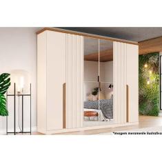Guarda Roupa 6 Portas (2 C- Espelho) E 6 Gavetas Napoli Off White-nature - Henn