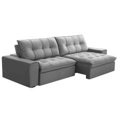 Sofá Retrátil Reclinável 3 Lugares 250cm Argon F05 Veludo Prata - Mpozenato
