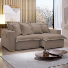 Sofá Cama 3 Lugares Arizona Retrátil Veludo Bege Escuro - Celflex, Beg