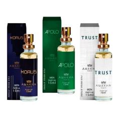 Kit 3 Perfume Masculino Amakha Paris Kouros Apolo Trust
