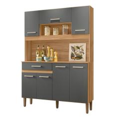 Armario Cozinha 7 Portas E 1 Gaveta Magazine 120 Freijo-chumbo