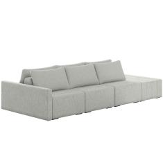 Sofá Ilha Modular para Sala 342cm com Puff Dublin K01 Linho Cinza - Lyam Decor