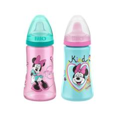 Kit 2 Copos Colors Bico De Silicone Disney Minnie Rosa Lillo, Colorido