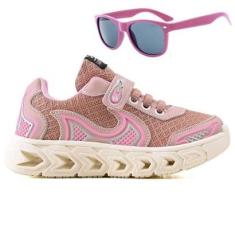 Tenis Infantil Casual Jogger Meninas Escolar Basico + Oculos-Feminino