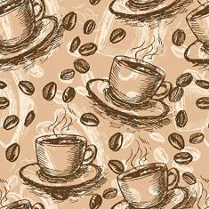 Papel De Parede Adesivo Lavável Xícaras De Café Retro 6m