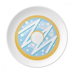 Blue Doughnut Sobremesa Doce Prato Decorativo de Porcelana Salver Prato de Jantar