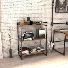 Estante Multiuso 104cmx80cm 3 Prateleiras Kuadra Compace Nogal