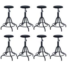 Kit 8 banquetas estofadas cozinha industrial Loft giratória West