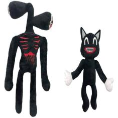 Brinquedos de pelúcia Siren Head Cat Dog para meninos e meninas, presente de festa (preto)