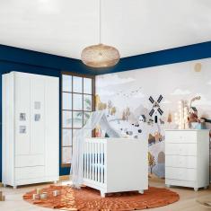 Quarto de Bebê Completo Life 100% Mdf 3 Portas 6 Gavetas Branco 4109 - Tigus Baby