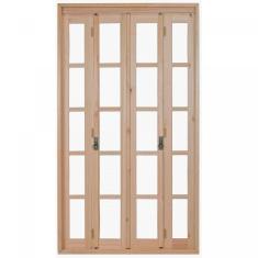 Porta de Madeira Balcão Pantográfica 213x120cm com Batente de 9,4cm EWK 496 Rondosul Madeira marroml sem pintura