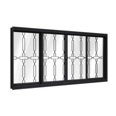 Janela de Aço de Correr com Grade Mosaico 4 Folhas 100x200cm Facilitá Lucasa Preto