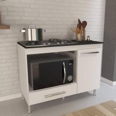 Balcão para Cooktop 1 Porta 1 Gaveta 105cm Dubai Indekes Branco