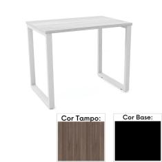 Mesa de Escritório Pé Tubular PE25 em MDP 90 x 45 cm Cor Walnut e Base Preta