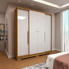 Guarda-Roupa Casal Varsóvia 4 Portas 2 Gavetas Marrocos/Off White - Panorama Móveis