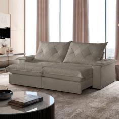 Sofá Retrátil e Reclinável com Catraca Blindada 200cm Mônaco Jolie/Cinza