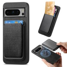 Dteck Capa para Google Pixel 9 Pro XL 6,8 polegadas (2024), capa fina de couro PU com suporte magnético removível para cartão de crédito, compatível com MagSafe, capa carteira protetora leve e