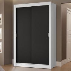 Guarda-roupa Solteiro 2 Portas Correr 2 Gavetas Branco/preto